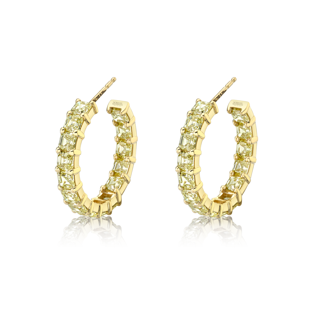 9 Carat Yellow Asscher Cut Diamond Inside Out Hoop Earring