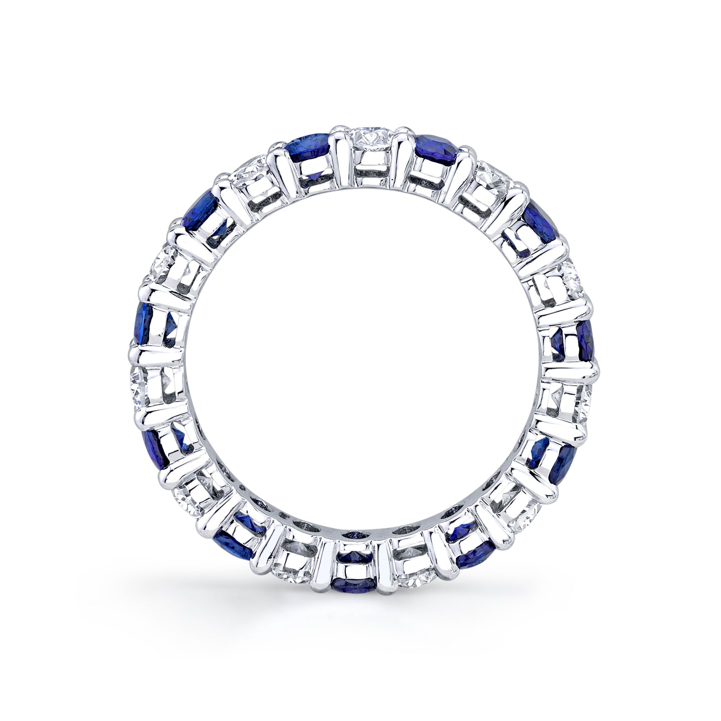 4.02 Carat 18k White Gold Sapphire & Oval Diamond Ring