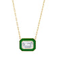 Emerald Cut Diamond with Green Enamel Pendant