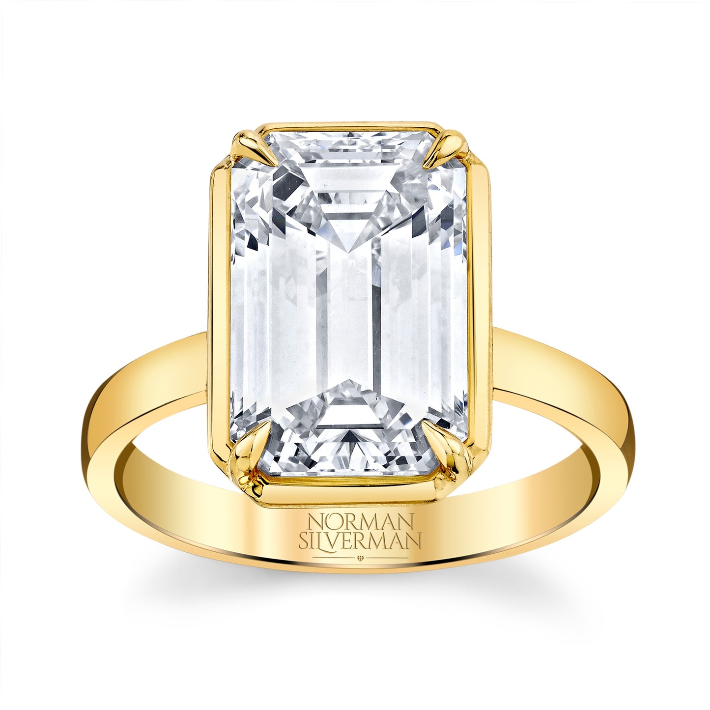 Yellow Gold 3.5ct Emerald Cut Engagement Ring & Emerald Cut Band from Black  Diamonds New York