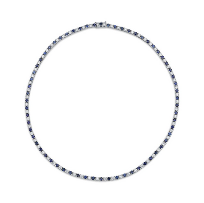 Alternating Diamond and Blue Sapphire Necklace