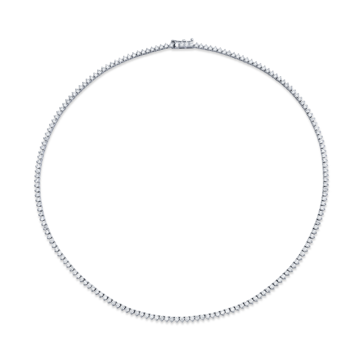 5.86 Carat 18k White Gold 3-Prong Round Brilliant Diamonds Necklace