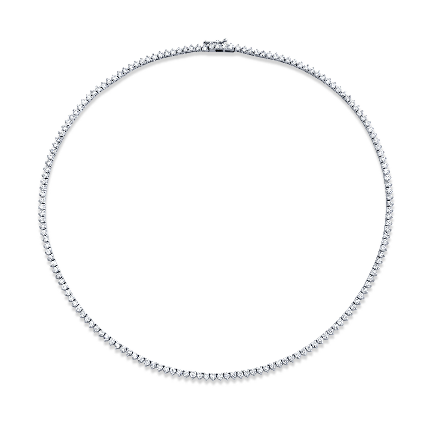 6.83 Carat Round Brilliant Diamonds 3-Prong Straight Line Necklace