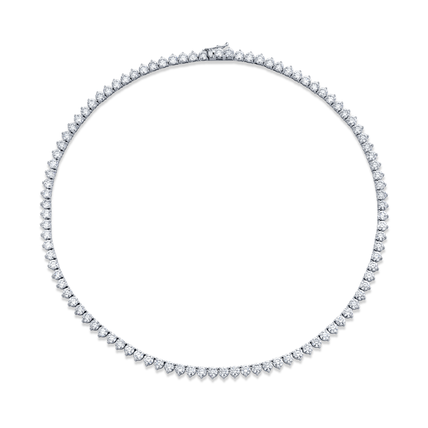 24.22 Carat 18k White Gold 3-Prong  Diamond Necklace
