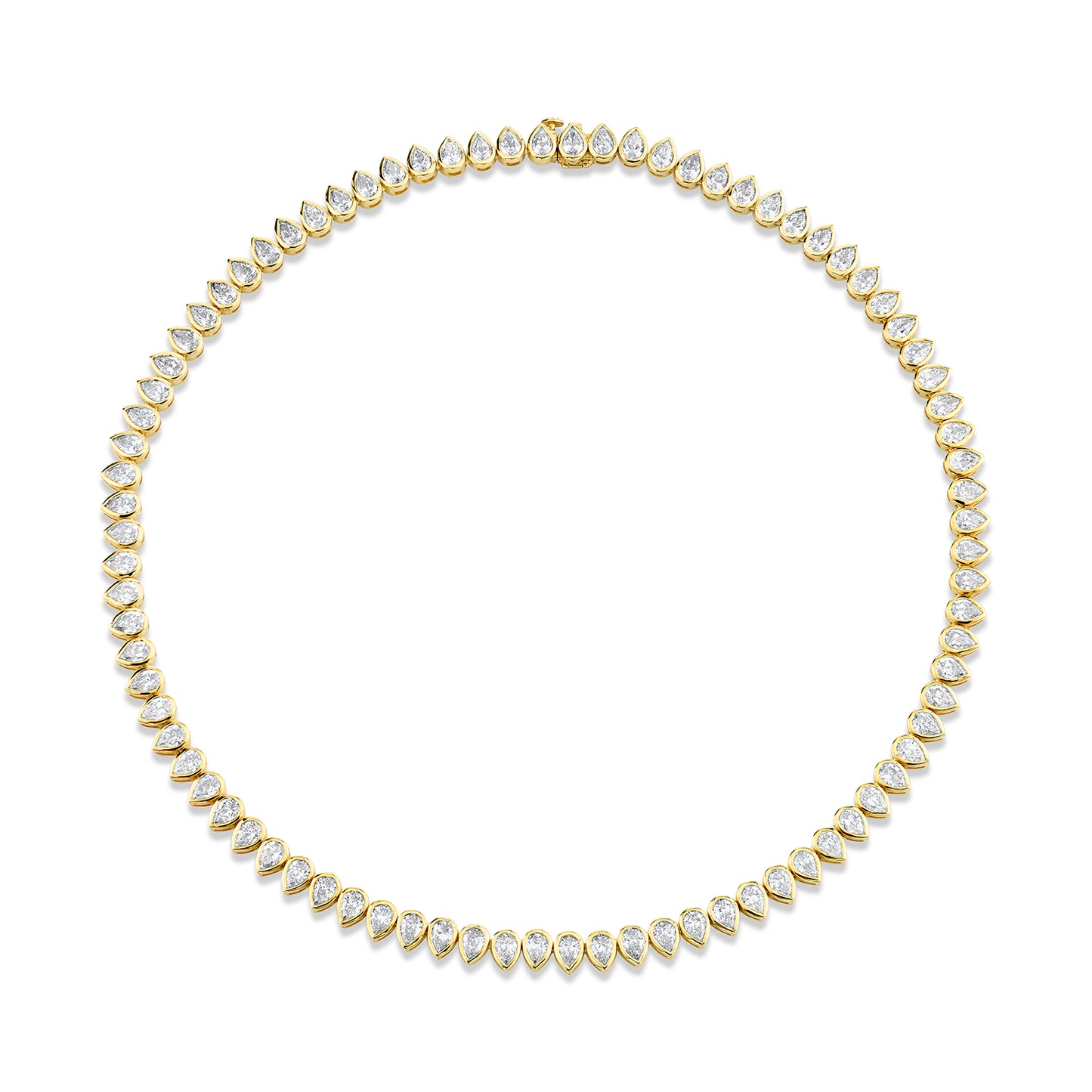 20.44 Carat 18k Yellow Gold Bezel Straight Line Necklace