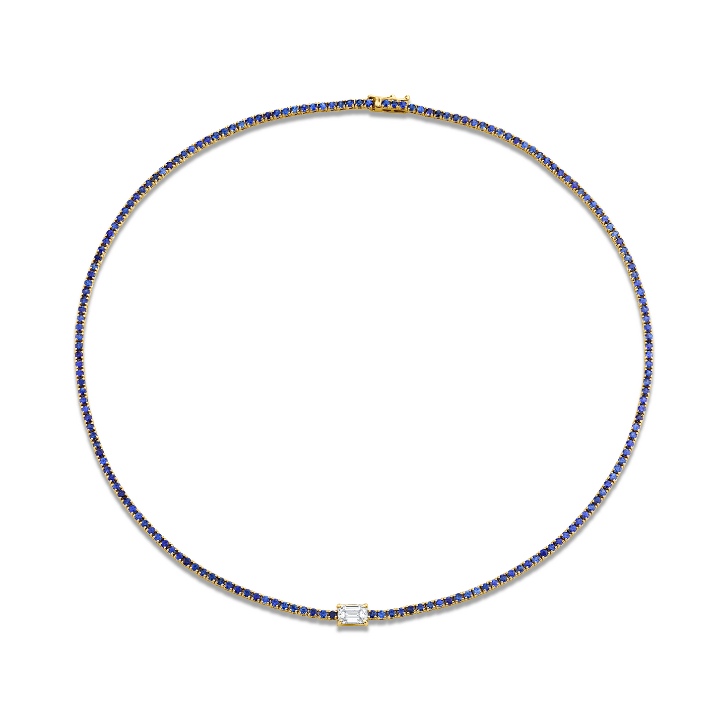 Straight Line Sapphire Necklace with Diamond Accent