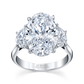 6.05 Carat Platinum Oval-Cut with 2 Half-Moon Shaped Diamond Ring