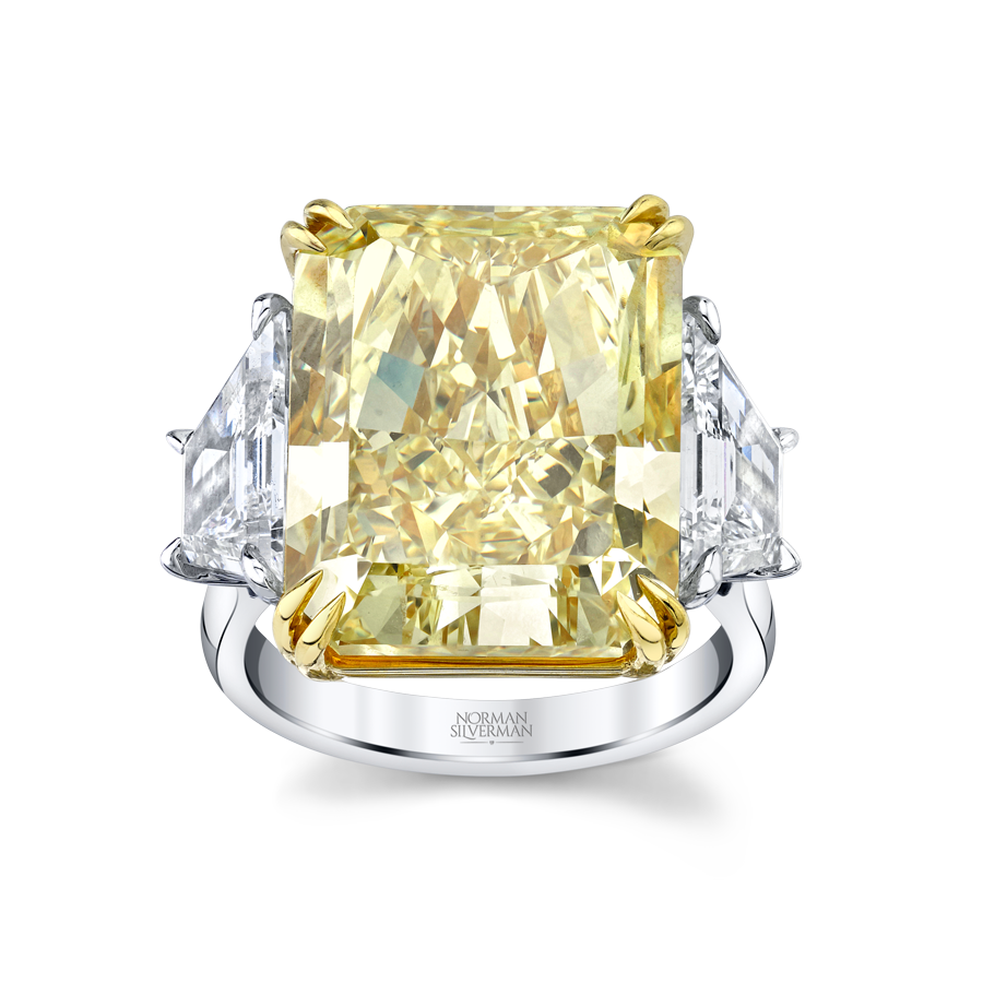 18.88 Carat Platinum Fancy Intense Yellow Diamond Ring