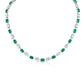 Green Emeralds and Emerald-cut Diamond Necklace