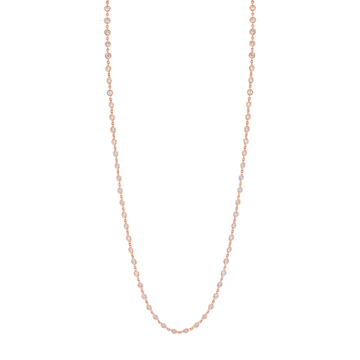 Round diamond station necklace in rose gold 