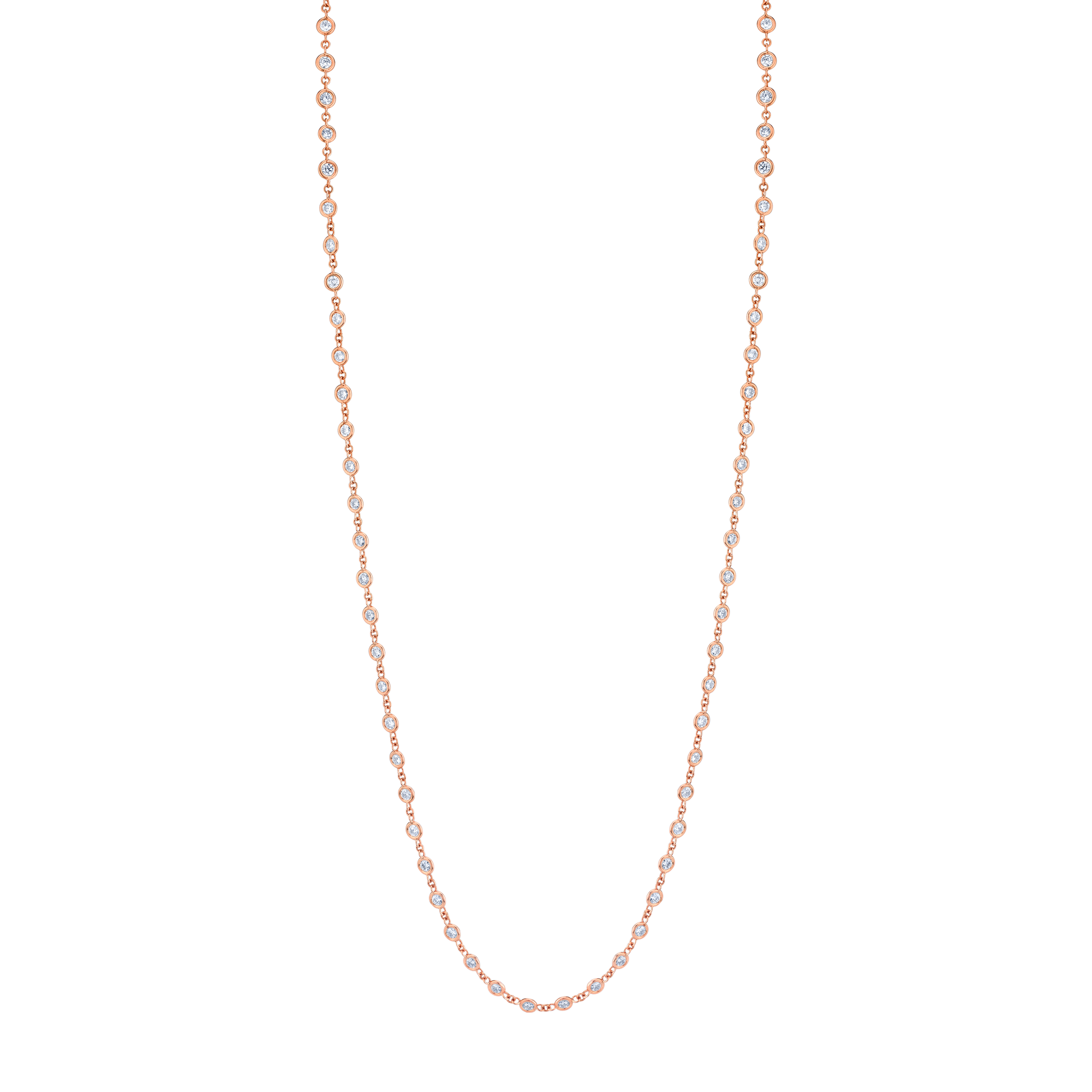 Round diamond station necklace in rose gold 