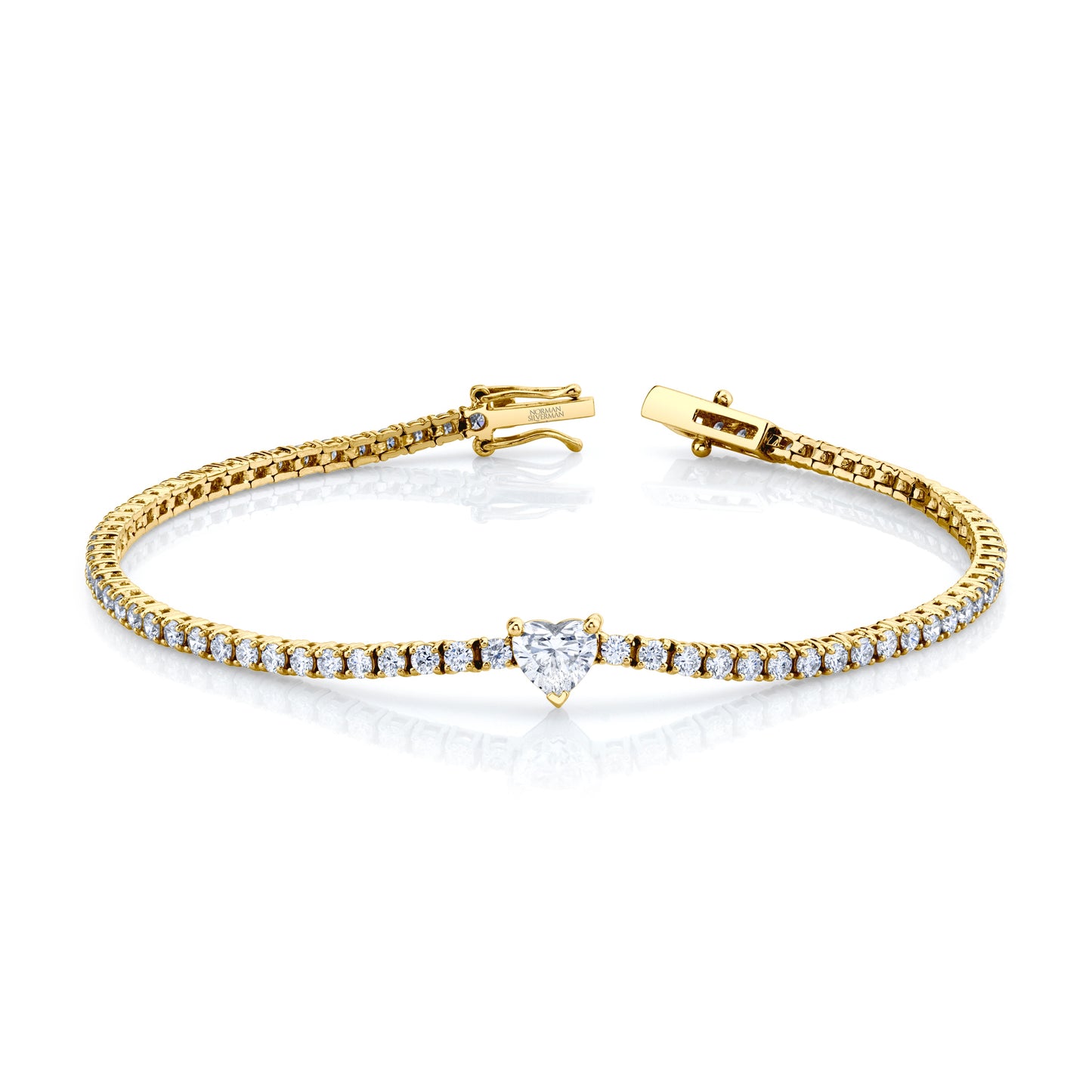 Straight Line Bracelet with Heart Shape Center Stone