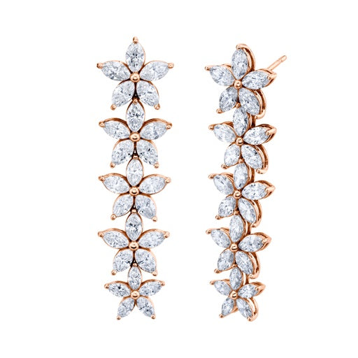 8.6 Carat Graduated Floret Dangle Earrings