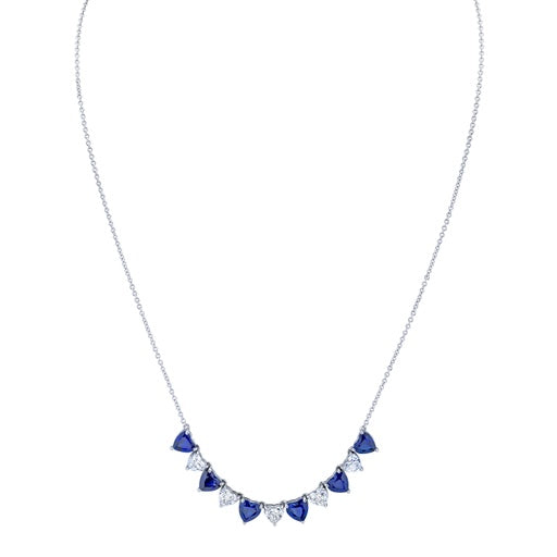 Alternating Heart Shape Diamond & Sapphire Necklace
