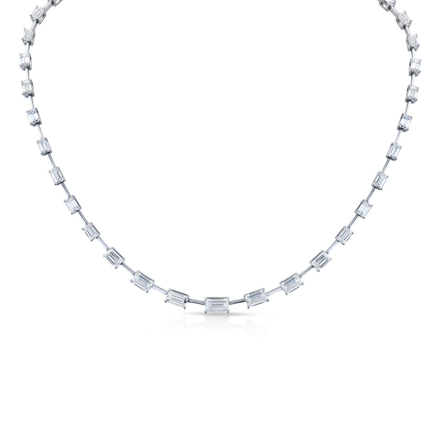 Graduated Emerald Cut Diamond Necklace