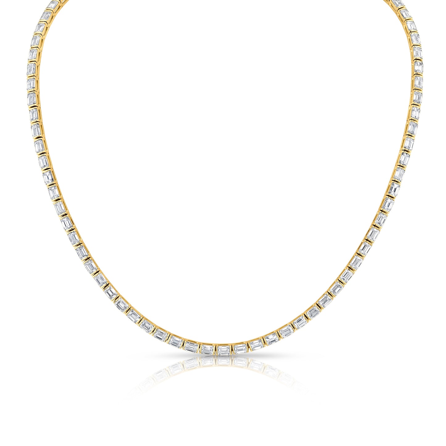 East-West Emerald Cut Diamond Bezel-Set Necklace