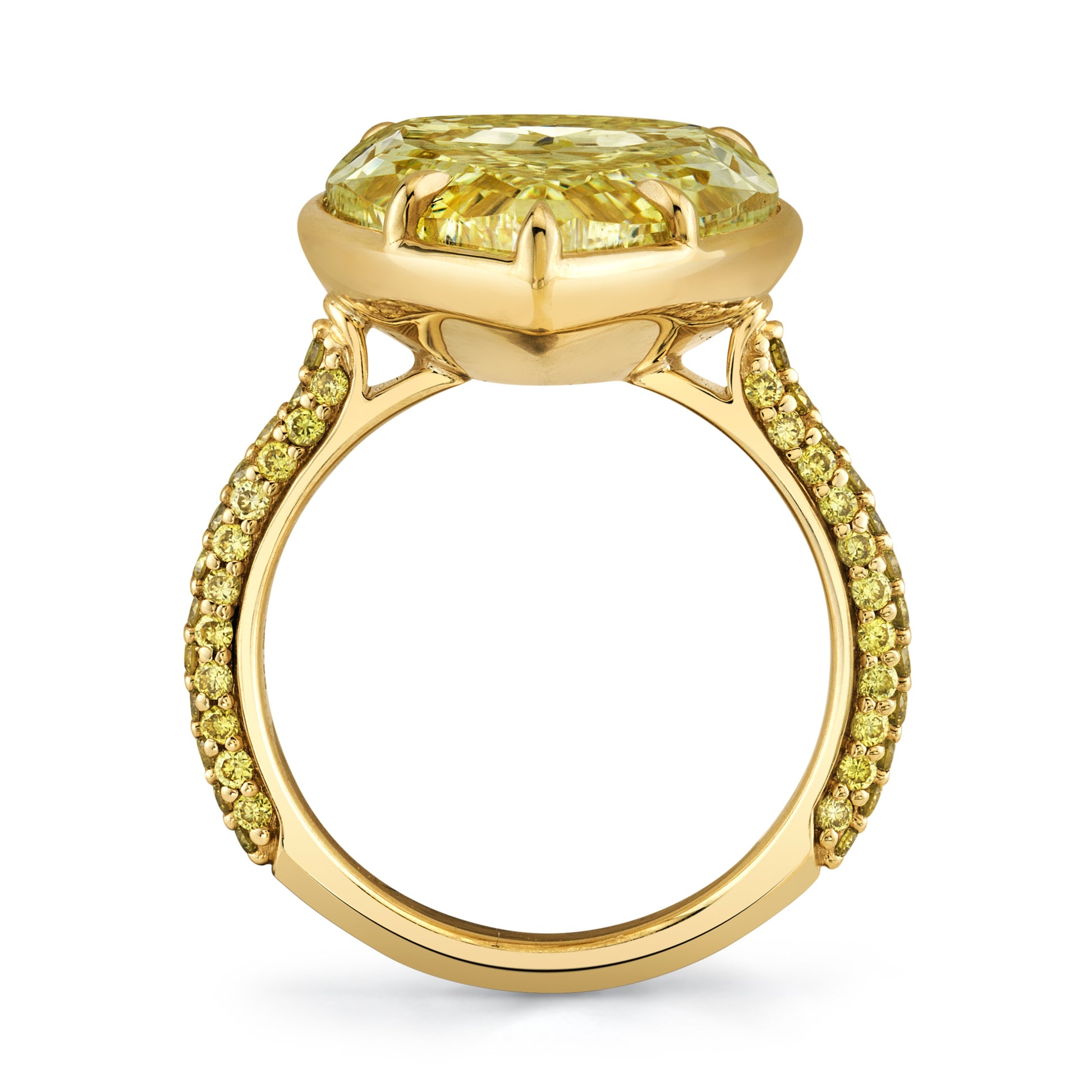 14.54 Fancy Yellow Emerald Cut Engagement Ring | Roman Malakov