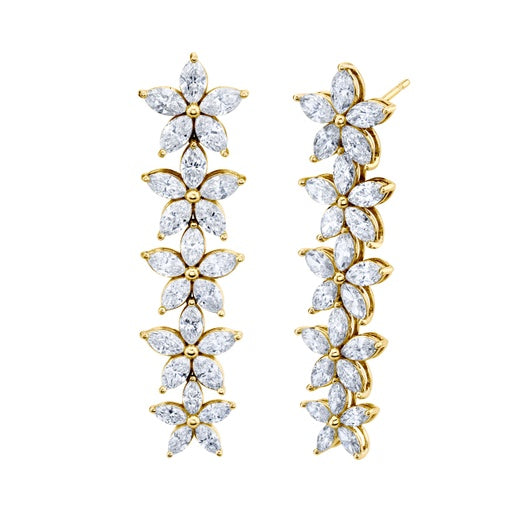 8.6 Carat Graduated Floret Dangle Earrings