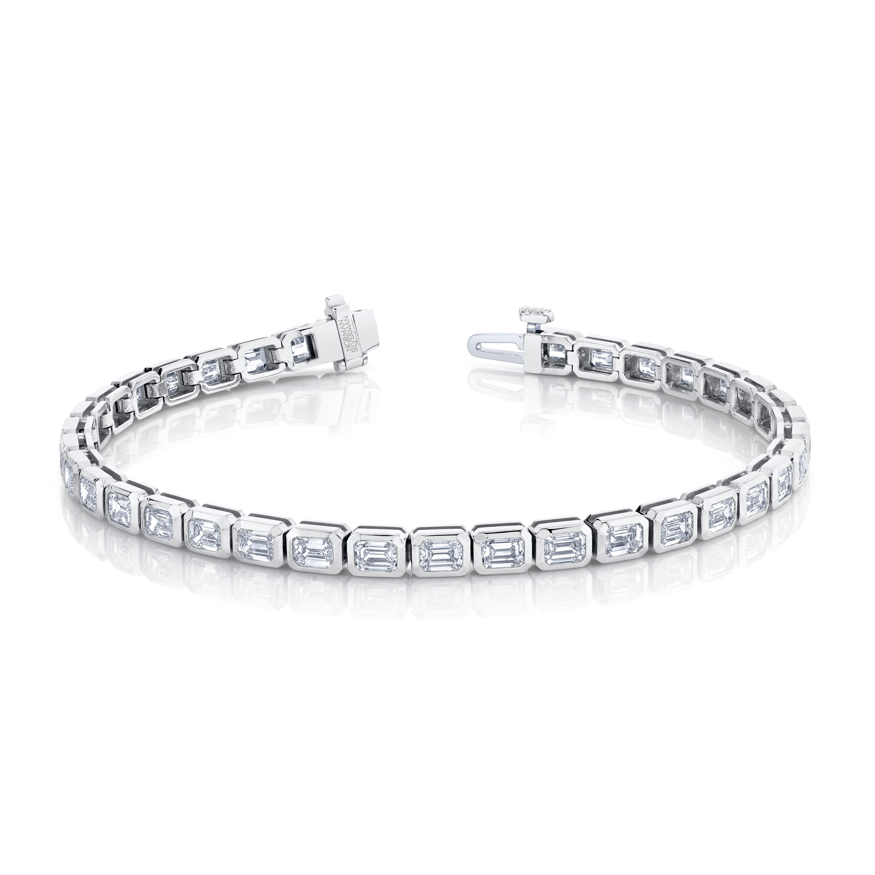 Emerald Cut Diamond Bezel Set Bracelet - Norman Silverman