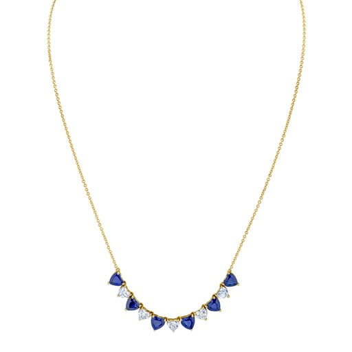 Alternating Heart Shape Diamond & Sapphire Necklace